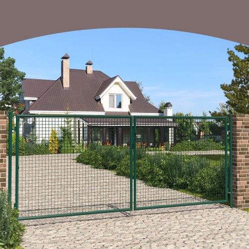 Doppelflügeltor + Pfosten Gartentor 400x160cm Einfahrtstor Hoftor Tor - 3