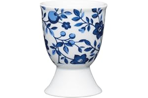 KITCHENCRAFT Kitchen Craft KCEGGTRAD Coquetier Traditionnel Floral Design en Porcelaine Porcelaine, Bleu, 9 x 12 x 16 cm