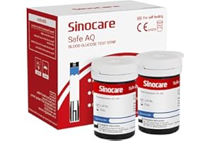 sinocare Blood Sugar Test Strips 50pcs, Without Lancing Devices, Only Applicable to Safe AQ Smart Blood Glucose Monitor and Safe AQ Voice Blood Glucose Monitor