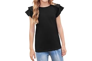 Arshiner Niña Camiseta Manga Ondulada Verano Manga Corta Tops Moda Casual Tshirts para Niñas 3-13 años