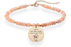Melix Home Regalos de Winnie the Puuh, pulseras de piedra Natural para mujeres, adolescentes, niñas, hija, regalo de amistad, pulsera de oso