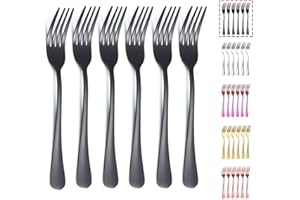 Kyraton Forchetta da tavola nera 6 pezzi, forchette da 20,7 cm in acciaio inossidabile placcatura in titanio nero posate, set di 6 forchette nere