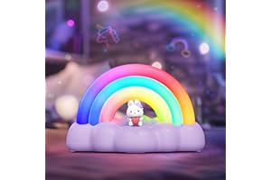 ICARER FAMILY Lila Regenbogen Nachtlicht für Kinder - USB Aufladbar, 3 Beleuchtungsmodi, 30 Min Timer, ABS Material, Kindlich, LED, Tischplatte, Indoor, Cordless