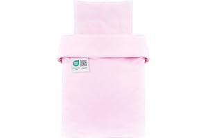 ‎MAKIAN MAKIAN Baby Bettwäsche Set - 80x80 cm / 35x40 cm - 2-teilige Kinderbettwäsche (Deckenbezug, Kissenbezug) aus 100% Baumwolle - passend für Babybett, Stubenwagen, Kinderwagen (Rosa)