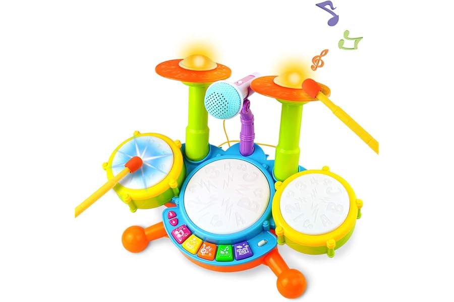 Kids Drum Kit - Toy for 1 Year Old Boys Drum Set Baby Musical Instruments Gifts for Boys Girls Toddlers Nursery Rhymes Electronic for Children Kid Toddler Toys for 1 2 Year Old Girls