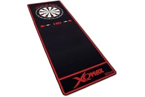 TW24 Turnier-Dartmatte rot/schwarz 237x80cm - Dartteppich - Dart Turnier Matte mit offiziellem Spielabstand