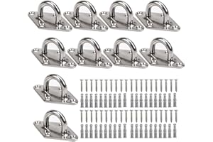 AstarFavor Gancho de Techo,10 piezas Gancho de pared,Placa de ojo de acero inoxidable M5,Placa de Cubierta de acero inoxidable,Hamaca Columpio para aparejos de barcos