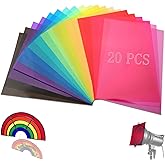 SWTYExt 20 Stück Folie Hitzebeständig für Lampen 10 Colours Lampenfolie 29,7 x 21cm Farbfolien Gel Farbfilter A4 Transparente