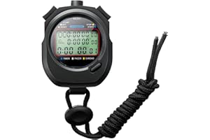 CARSEATTY Cronometro impermeabile timer 100 giri di memoria divisa grande display semplice digitale cronometro con orologio/conteggio/sveglia/calendario/rumore sport cronometro per nuoto corsa calcio allenatore