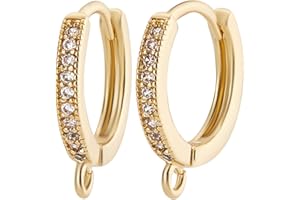 Beebeecraft 1 Scatola 14 Pezzi Ganci A Leva con Zirconi Cubici Placcati in Oro 18K Accessori per Orecchini A Cerchio Huggie Ganci per Orecchie A Clip Francesi con Passante per La Realizzazione