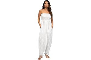 likemary Jumpsuit for Women UK - Pull down into Elastic Waist Trousers - 2-in-1 Outfit - One Size Cotton Jumpsuits convert into Summer Harem Pants with Pockets