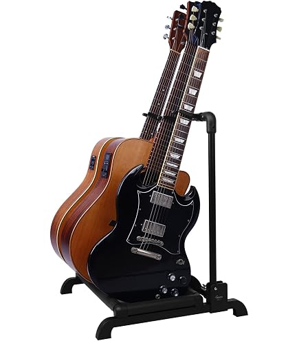 Support Guitare 3 Places - Pliable Et Réglable | Pour Guitares Et Basses - Rembourré, Stable Et Facile à Transporter