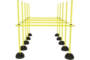 NAIZY Zestaw drążków treningowych do treningu warunkowego, siły skoku, dryblingu i ruchliwości (15 drążków – 100 cm, 10 x nóżek, 10 klipsów) – żółty