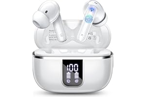 OWMSIC Auriculares Inalámbricos Bluetooth, 5.4 Bluetooth Auriculares Inalambricos con 3D HiFi, 4 Mic ENC, Reproducción 46H Auriculares Bluetooth con Caja de Carga LED, IPX7 Impermeable, Apto Para Deportes