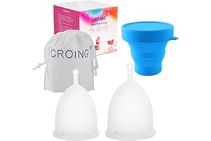 CROING 𝗖𝗼𝗽𝗽𝗲𝘁𝘁𝗮 𝗠𝗲𝘀𝘁𝗿𝘂𝗮𝗹𝗲 2 Pezzi Coppe mestruali (Bianca)