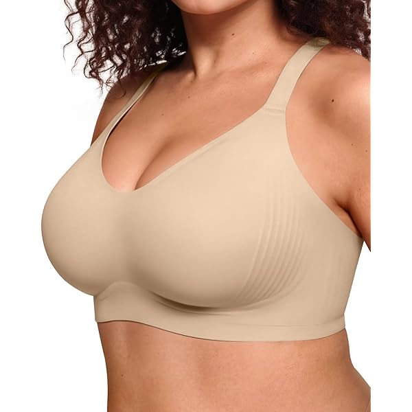 SHARICCA Gladde beha voor dames, zonder beugel, naadloze push-up beha met modieuze opening, naadloze comfortabele zachte bralette, beugelloze beha met vulling, roze, S