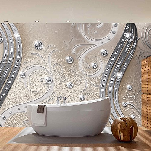 Vlies Fototapete PREMIUM PLUS Wand Foto Tapete Wand Bild Vliestapete – Ornamente Abstrakt Perlen Ranke Diamant Blätter Schwung Streifen – no. 557, Größe: 400 x 280 cm Vlies - 7