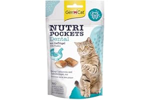 GimCat Nutri Pockets Dental - Snack croustillant pour chats, avec une farce crémeuse et des ingrédients fonctionnels - 1 sachet (1 à 60 g)