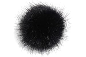Verliked 12 Cm Pelliccia Sintetica Pom Pelliccia Finta Capelli Soffici Pompon Palla Fai da Te Poms Palla per Cappelli Sciarpe Guanti Borse Nero