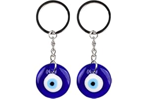 JNAWA 2 Pieces Lucky Evil Eye Keyring Turkish Amulet Pendant Blue Eye Gemstone Keychain for Handbag Pendant Ornament Keyring Jewelry Accessories
