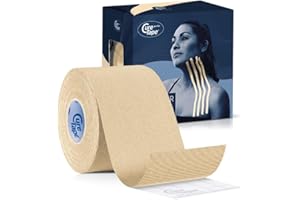 CureTape Gentle | Cinta kinesiológica para pieles sensibles | 100% hipoalergénica | Suave para la piel | Resistente al agua | Apta para todo tipo de Pieles | 5cm x 5m | Beige