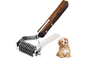 Flamia & Jabz Professional Rake (Dematting Comb) for Undercoat Grooming of Dogs, Cats & Pets (10 Blades)