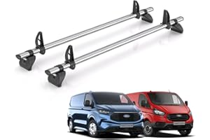 VAN DEMON Rhino Roof Rack for Ford Transit Custom 2013+ [Only Suitable for Standard (H1) Roof Models] 2 Roof Bars + Loadstops - TB2FL/KLS2