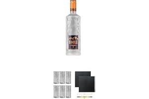 ‎1A SCHIEFER 9 Mile Vodka Deutschland 0,7 Liter + 9 Mile Vodka Glas 6 Stück + Schiefer Glasuntersetzer eckig ca. 9,5 cm Ø 2 Stück