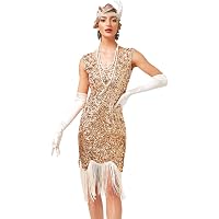 BABEYOND Damen Flapper-Kleid 1920er Style – Mit Pailletten, V-Ausschnitt, Für Gatsby-Partys & Karneval