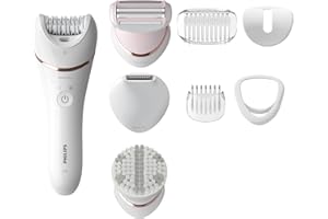 Philips Series 8000 - Epilateur Wet & Dry sans fil pour les jambes et le corps, avec 8 accessoires, rasoir, tondeuse et embout exfoliant pour le corps, (modèle BRE735/00)