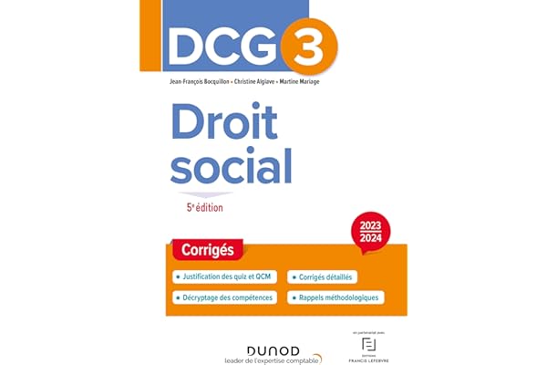 DCG 3 - Droit social - Corrigés 2023-2024