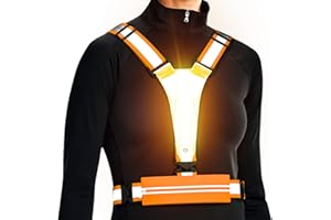 Ylzzrs Gilet réfléchissant Running à LED pour Course à Pied, Gilet Reflechissant Vélo LED Rechargeable, Support de téléphone pour Coureurs, Marche Nocturne, pour Jogging, randonnée, Moto