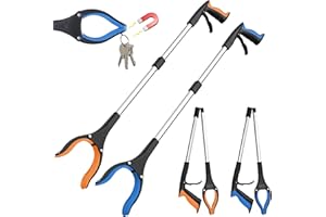PQETBV 83 cm Foldable Grabber for Seniors, Foldable Grabber with Strong Handle and 360° Rotating Head, Ergonomic Rubbish Tongs, Grabber Aid for People with Magnetic Tips