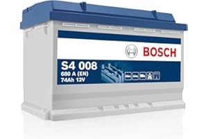 Bosch S4 008 Batteria per Auto 74 A/h - 680 A - 12 V, Batteria al Piombo-Acido per Veicoli senza Sistema Start/Stop, Polarità: Sinistra (-) Destra (+), 278 x 175 x 190 mm