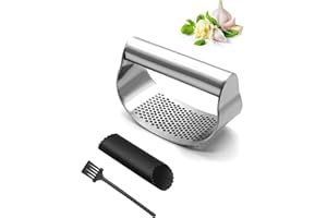 LDUDU Knoblauchpresse Edelstahl Rostfrei, Knoblauchschneider Spülmaschinenfest Küchenhelfer Ingwerpresse Garlic Press, Silber