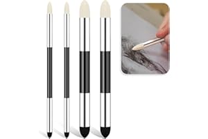 SALBSEVER 4pcs Artist Blending Sponge Pen Dual Tip Reusable Drawing Art Soft Oil Pastel Blending Tools Washable Sketch Rubbing Sponge Brush for Artist Professional Sketch Drawing Blending Lightening & Highlight