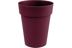 EDA Pot de Fleur Vase Mi-Haut Toscane Ø 44 cm - Volume 50 L - Ø 44 x H.53 cm - Rouge Bourgogne
