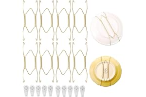 Ritte 8 Piezas Colgador de Placa, Perchas de Placas de Pared, 8 Pulgadas Dorado Perchas de Placas de Pared de Invisible Con 10 Ganchos de Pared Para Decoración de La Pared