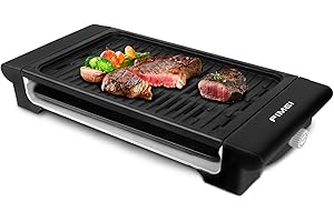 FIMEI Electric Grill, Electric Smokeless Barbecue Grill with 6 Gear Temperature Adjustment 1400W, Non-Stick, Easy Clean, Suitable for outdoor and indoor barbecue