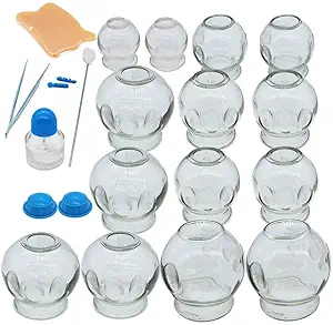 MANAV Vacuum Hijama Glass Fire Cup Set Of 16 Pcs Massager (transparent)