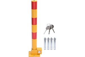 KATSU TOOLS KATSU Car Parking Space Lock Bollard, High Visibility Yellow and Red Lockable Fold Down Car Parking Barrier Post, Private Car Park Driveway Guard Saver Blocker, 60cm Height 161877
