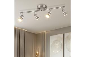 Dehobo Obrotowy reflektor sufitowy - niklowana matowa 4-drożna lampa sufitowa GU10 LED Zakres LED 350° nowoczesne lampy do kuchni, salonu, bez żarówek