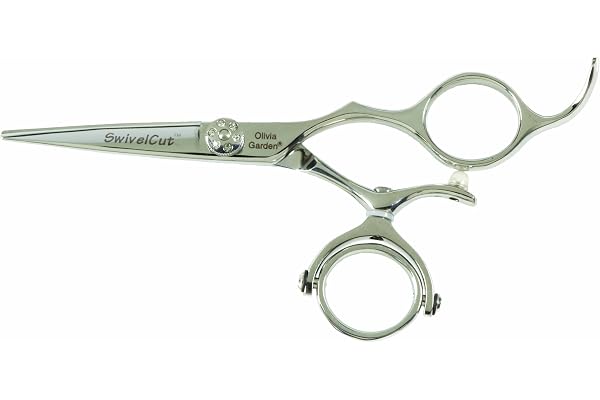 Olivia Garden SwivelCut Ciseau, Taille 5" - Double Anneau Pivotant, Pivot ergonomique et relaxant pour le poignet et la main, Fait-Main avec de l'Acier Japonais, Dans une Pochette