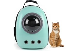MYKOMI Cat Travel Carrier Backpack, Dome Space Capsule Bubble Backpack, Portable Waterproof Breathable Knapsack for Hiking, Traveling (Green)
