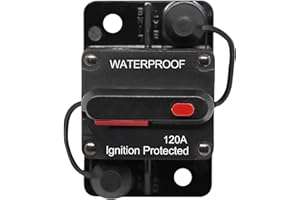 Ruolin Interruttore di Circuito Impermeabile 30A - 150A, 12V - 24V DC Portafusibili a Ripristino Manuale Invertitore per Auto per Marino Barca Bicicletta Auto Audio Stereo, 120A