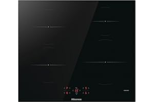 Hisense HI6401BSC Built-in 60cm Induction Hob Ceramic Glass Panel, Child Lock, Touch control, Timer Function - Black 7200W, 595 x 54 x 520 mm (W x H x D)