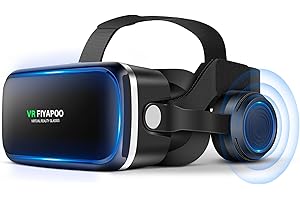 FIYAPOO Gafas VR 3D con Auriculares - Gafas Realidad Virtual de Niños para Películas y Juegos, Compatible con Teléfonos Android y iPhone de 4,7 a 6,6 Pulgadas, Niños.