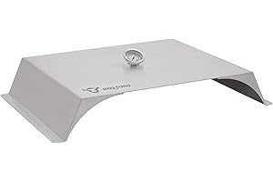 BBQ-Toro Nakładka do pizzy, do grilla gazowego, stal nierdzewna, 56 x 39 cm, pokrywa do pieczenia pizzy z termometrem (nakładka do pizzy bez dodatków)