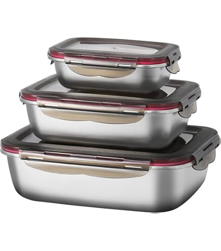 Set de 3 recipientes para alimentos To Go, fabricados en acero