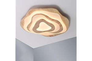 WAYLUOUNG Plafoniera A LED In Legno | Nuvole Ø57cm 50W 3500lm | Plafoniera Per Cameretta Bambini Dimmerabile | Lampada Da Soggiorno Paralume In Acrilico A Forma Di Cuore | Plafoniera Moderna Rotonda Per Bambini